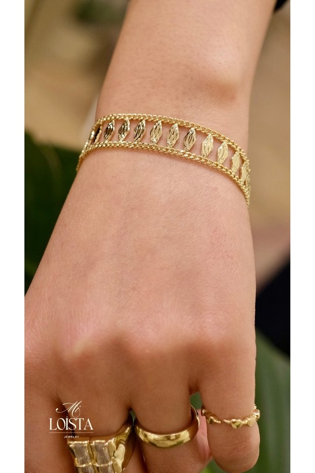 Xuping exquisite leaf detailed gold steel bracelet