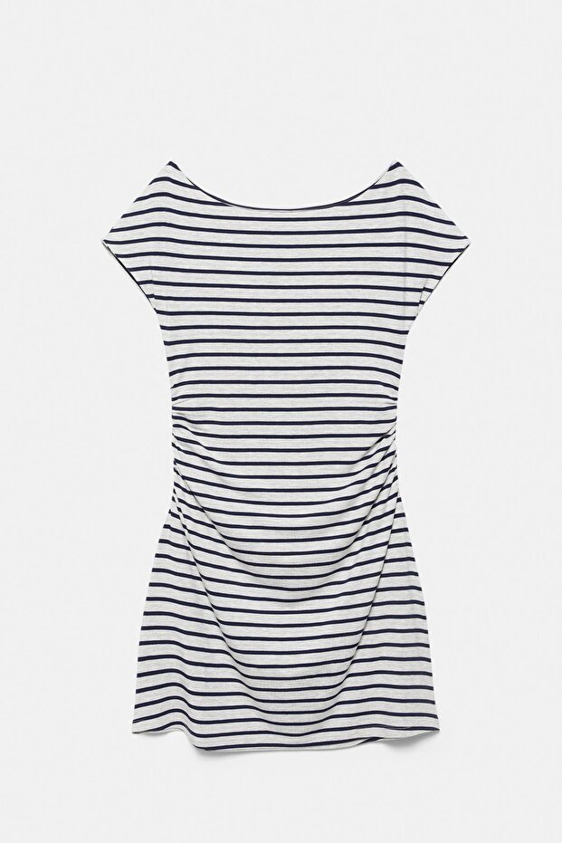 Çizgili asimetrik elbise - 6