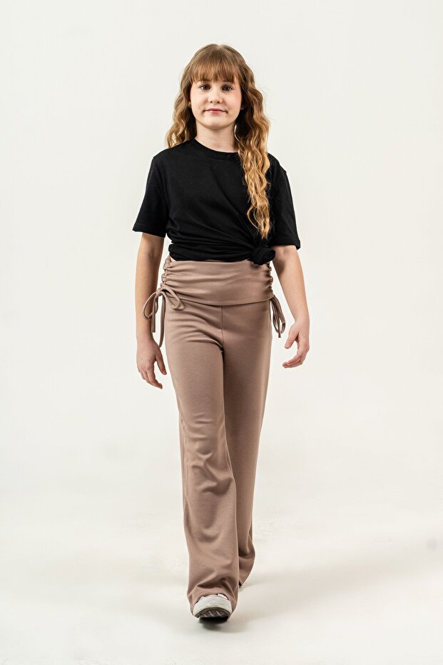 Belt Kenarı Ruched Piped Girls' Sweatpants