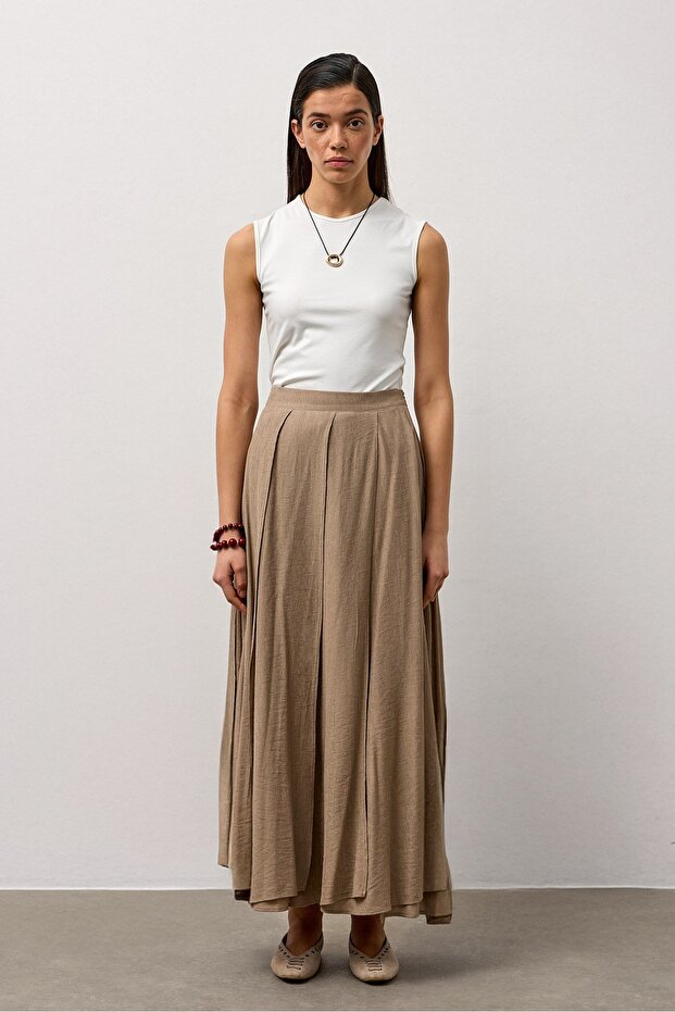 Vizon Parçalı Astarlı Etek - 1