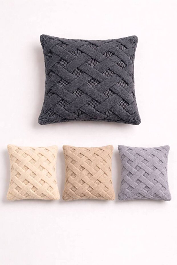 Decorative Welsoft Fleece Jacquard Cushion Cover 43X43 cm Zippered Sofa Pillowcase Punch Panç