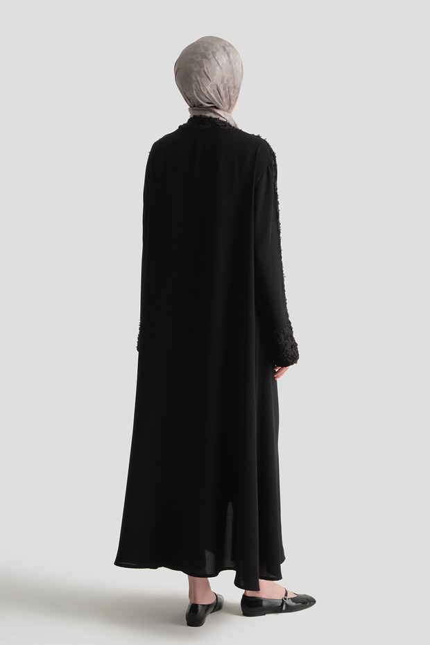 İşlemeli Ferace Siyah - 5