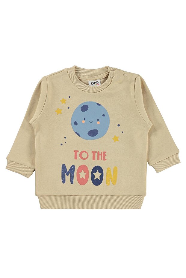 To the Moon Printed 6-18 Months Sweatshirt - Brown 18-24 Months