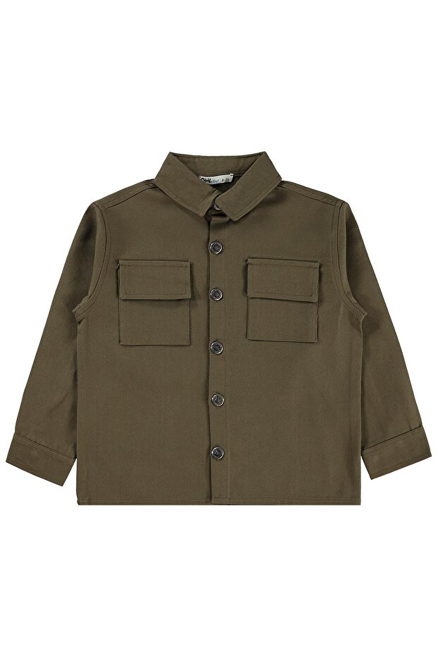 Embroidered Pocket Shirt for 6-9 Years Old - Khaki 8-9 Years Old