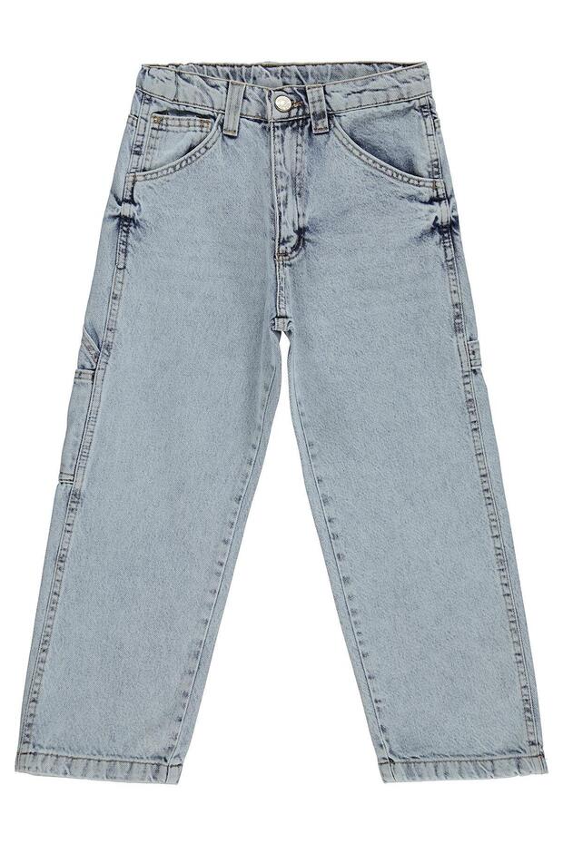 Yan Pocketed Baggy Fit 10-13 Years Old Pants Jeans - Blue 11-12 Years Old