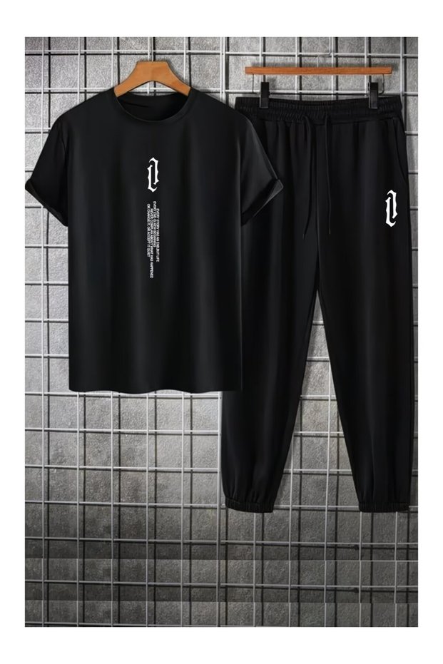 Tüy Printed Lower and Upper Tracksuit Set Oversized Crew Neck