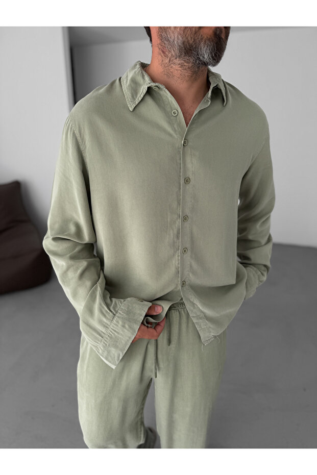 Зелена сорочка Basic YP-5010 - 5