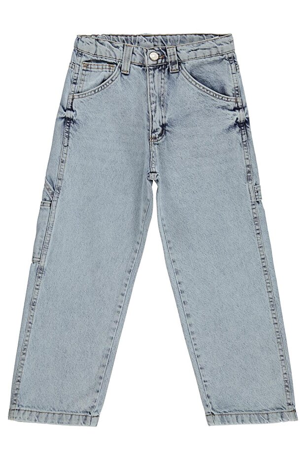 Yan Pocketed Baggy Fit 6-9 Years Old Pants Jeans - Blue 7-8 Years Old