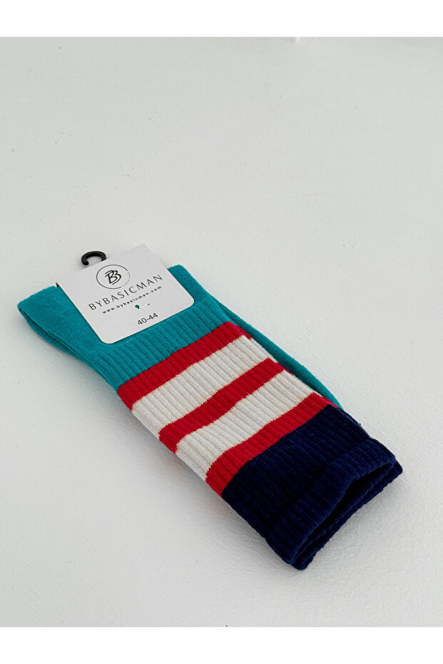 جوارب مخططة باللون الفيروزي - 2