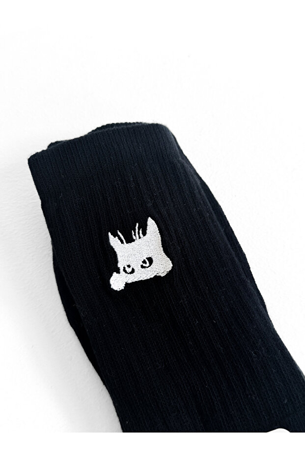 جوارب بلا أسنان سوداء مطرز - 2