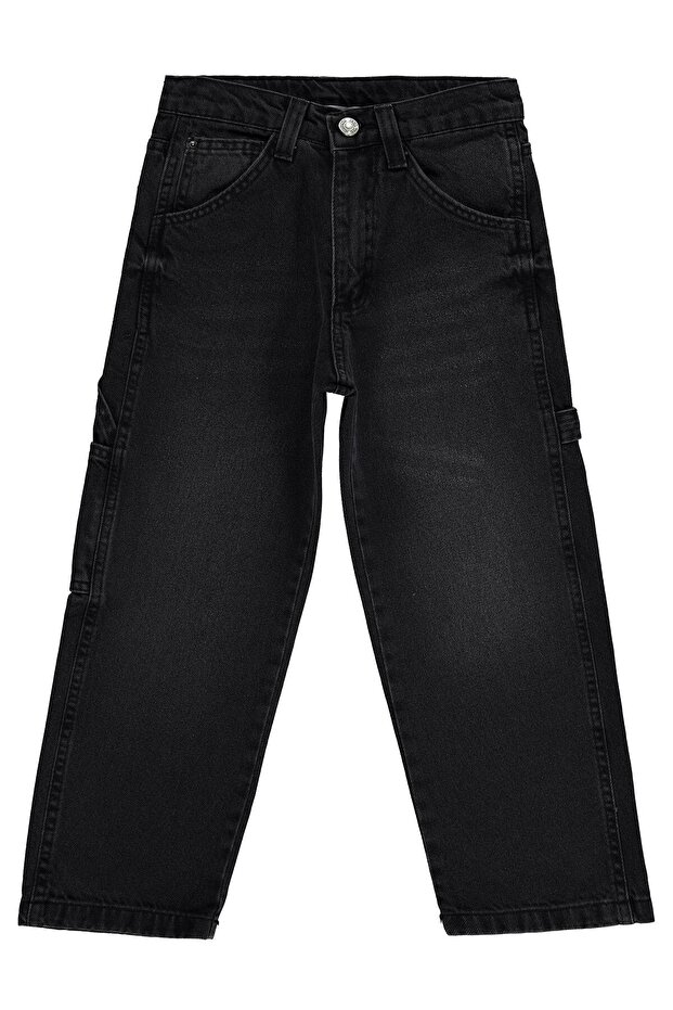 Yan Pocketed Baggy Fit 10-13 Years Old Pants Jeans - Black 12-13 Years Old