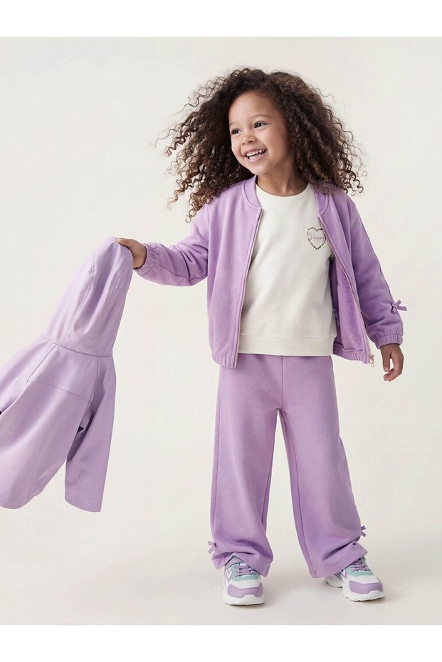 Lcw Kids Glitter Striped Wide Leg Baby Girl Sweatpants