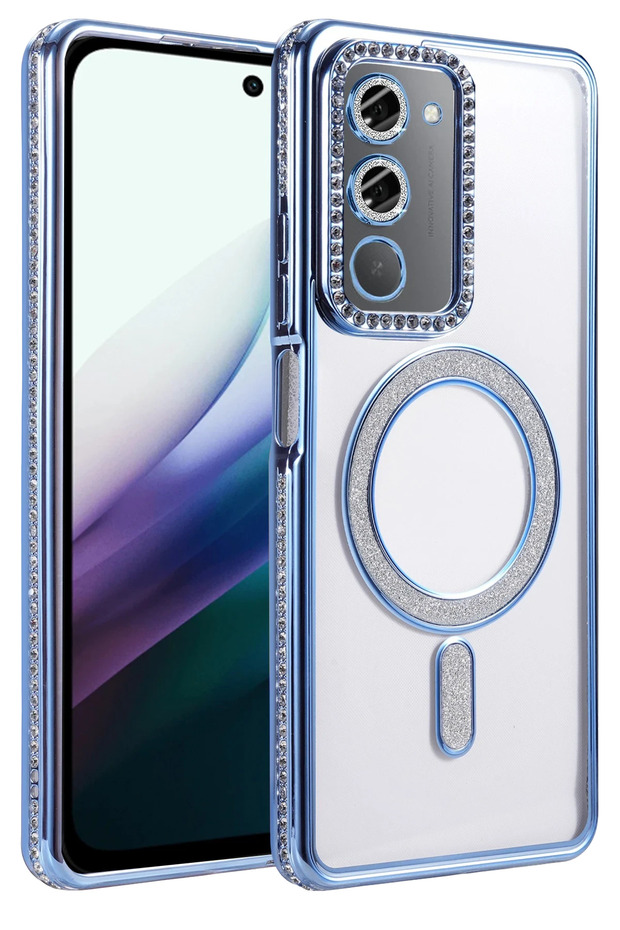Joke Glittery Magneticsafe Case Compatible with Redmi 15 4g - Blue