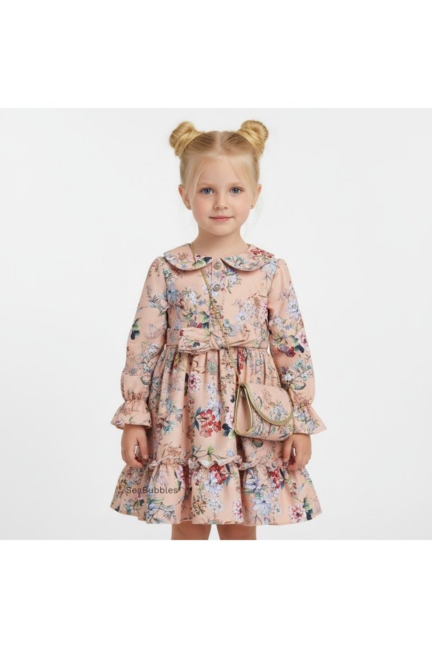 Floral Girl's Dress with Bag