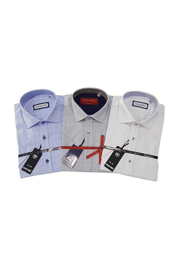 3-Piece Slim Fit Men's Short Sleeve Shirt Set – Size m