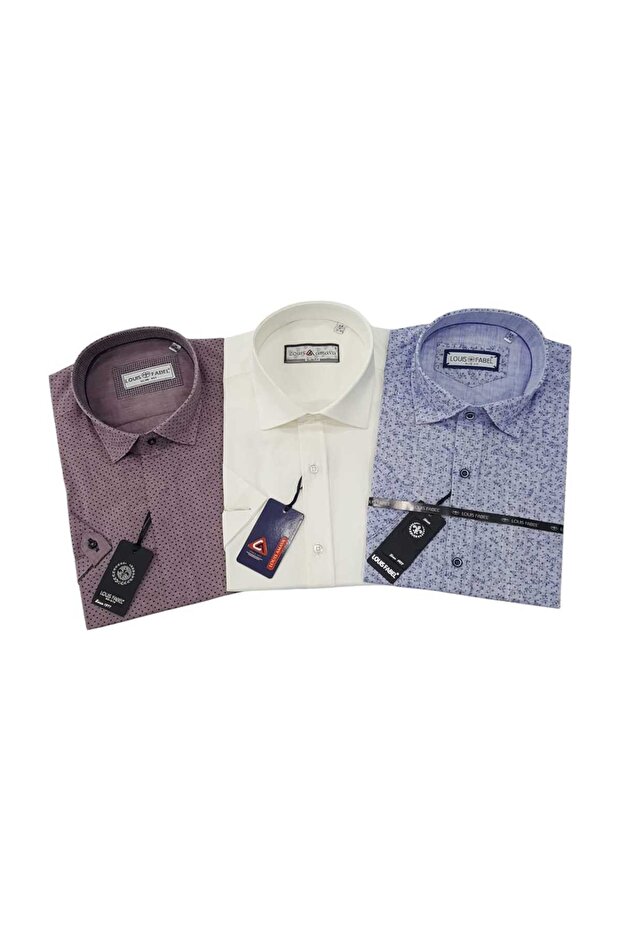 3-Piece Slim Fit Men's Short Sleeve Shirt Set – Size m