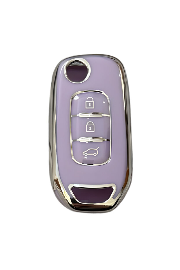 Lilac-Silver Key Case Cover for Renault Megane 4, Clio 5, Captur, Taliant, Express Compatible