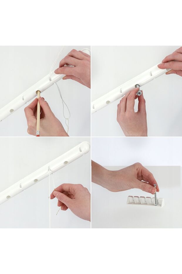 Bathroom Ceiling-Mounted Clothes Dryer 5 Bars 150cm Durable Solid - 8