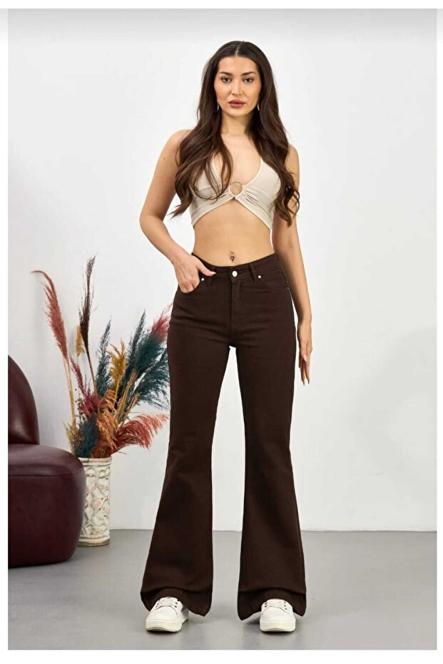 High-Waist Stretch Fabric Flare Jeans