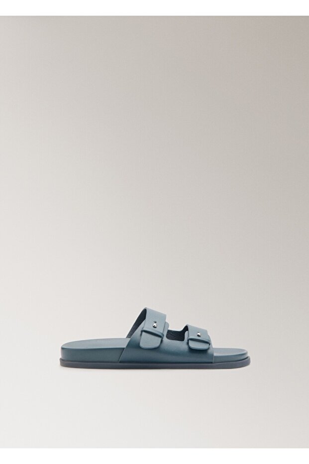 Çift tokalı deri sandalet - 2