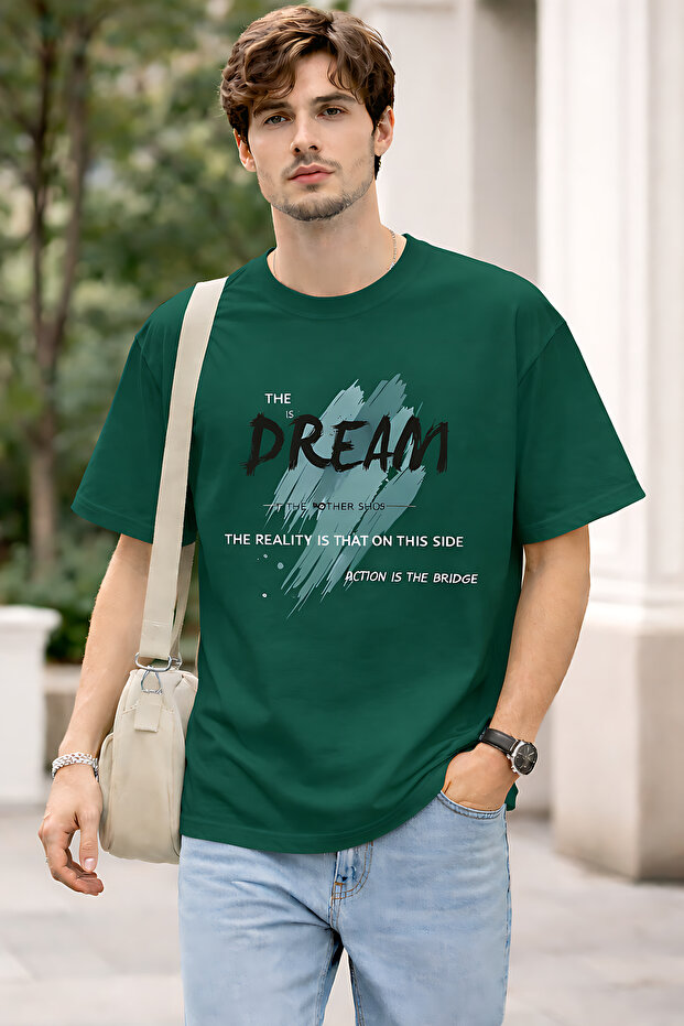 The Dream Printed Cotton Lu Relaxed Fit Round Neck Unisex T-Shirt