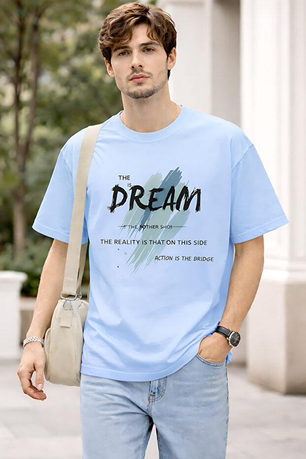 The Dream Printed Cotton Lu Relaxed Fit Round Neck Unisex T-Shirt