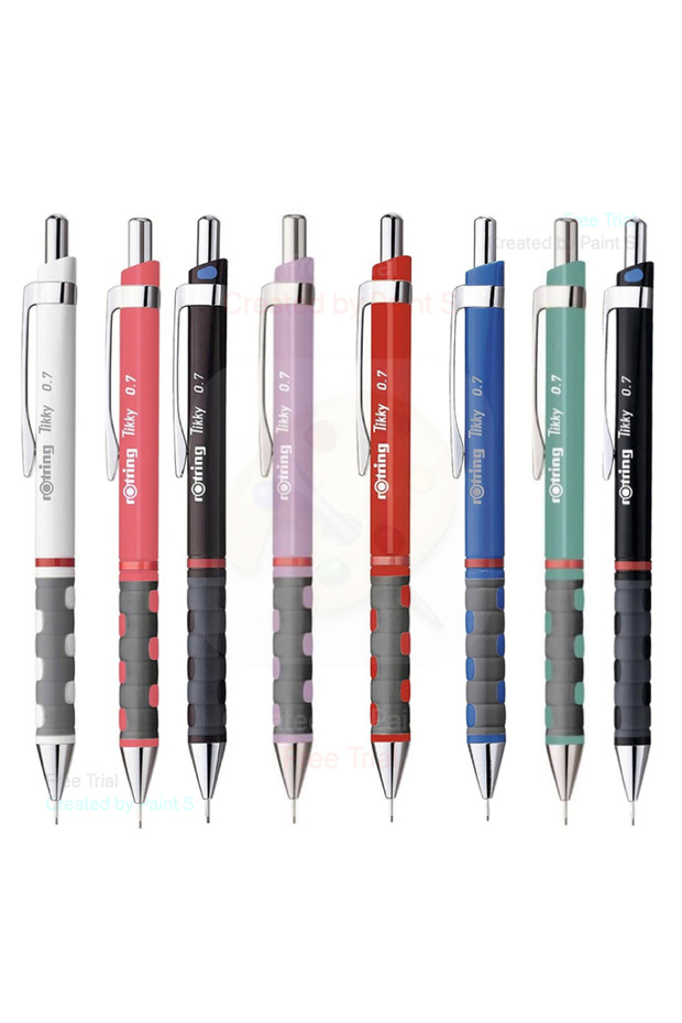 Rotring Tikky Versatil Kalem 0.7 mm 8 Uçlu Kalem Set (Kahve Siyah Mavi Lila Turkuaz Kırmızı Gül Kuru Beyaz)
