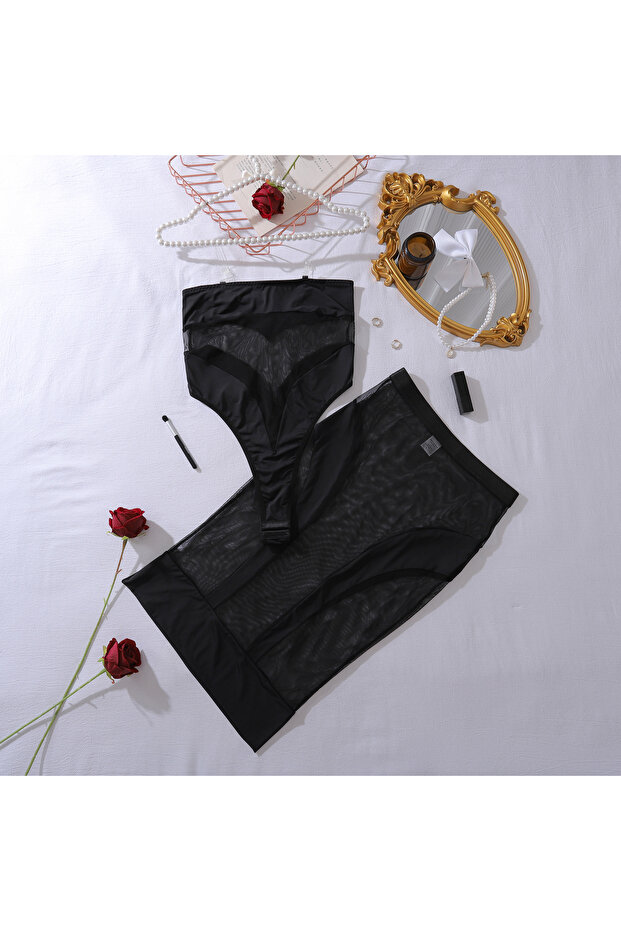 2 PARÇA TRANSPARAN PREMİUM BODYSUİT SET - 3