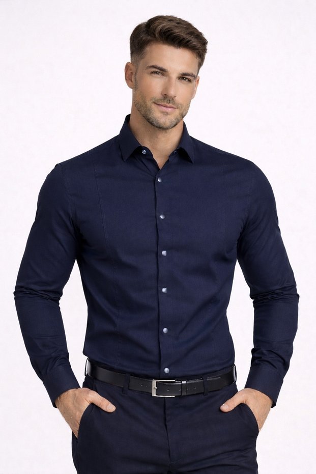 Slim Fit Long Sleeve Cotton Satin Suit Shirt Office Wear Men's Shirt