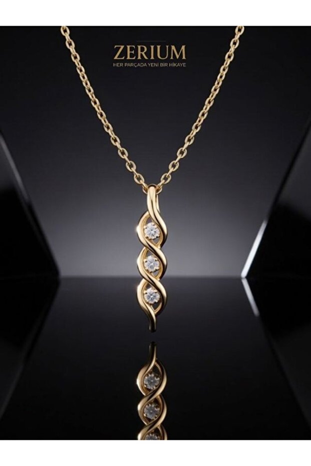 Spiral Design Women's Vip Necklace Tria Three Stone Series 45 cm