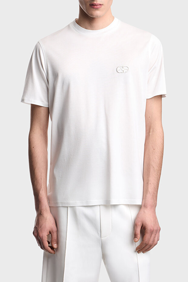 Cotton Blend Regular Fit Logo Crew Neck t Shirt Men's t Shirt Em004585 Af100