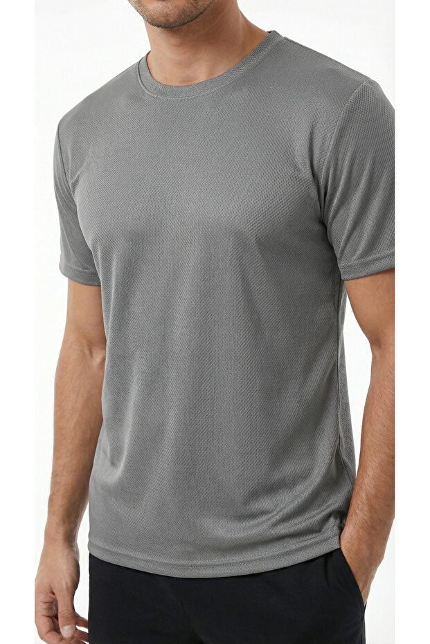 Men's Gray Sports T-Shirt Pro+ Compression Breathable Sweat-Wicking Fabric Athletic