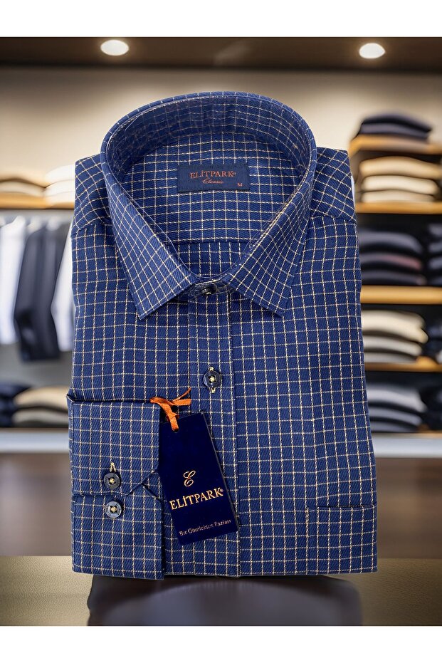 Square Pattern Checked Cotton Men's Shirt - 1