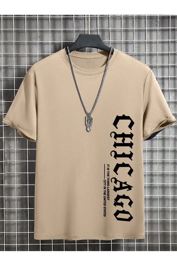 Men's Chicago Printed Oversized Comfortable Daily Use Combed Cotton T-Shirt