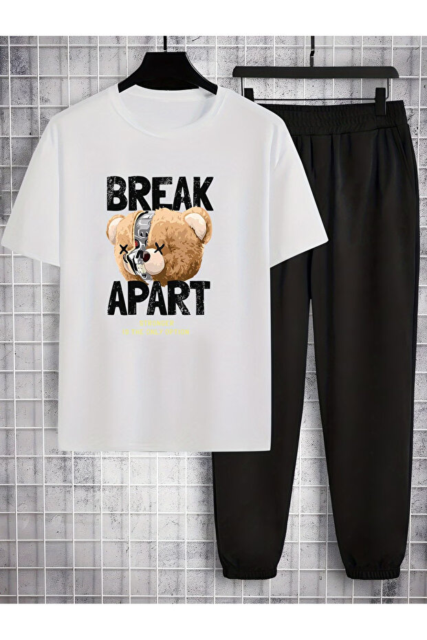 طقم بدلة رياضية كبيرة الحجم من الأسفل والعلوي من BREAK مطبوع