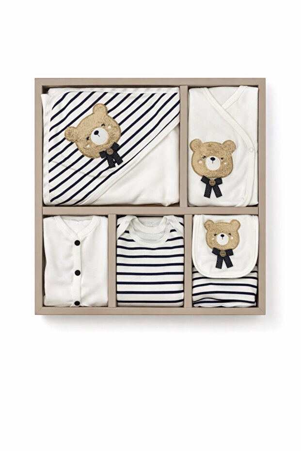 Newborn Baby Boy 10-Pack Striped and Teddy Bear Patterned Blanket Pack Hospital Release Pack