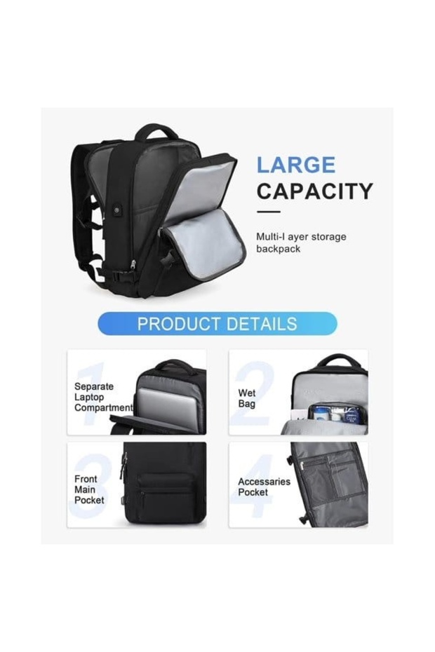 حقيبه ظهر للسفر بمساحات تخزين واسعه متعدده الاستخدام - 3