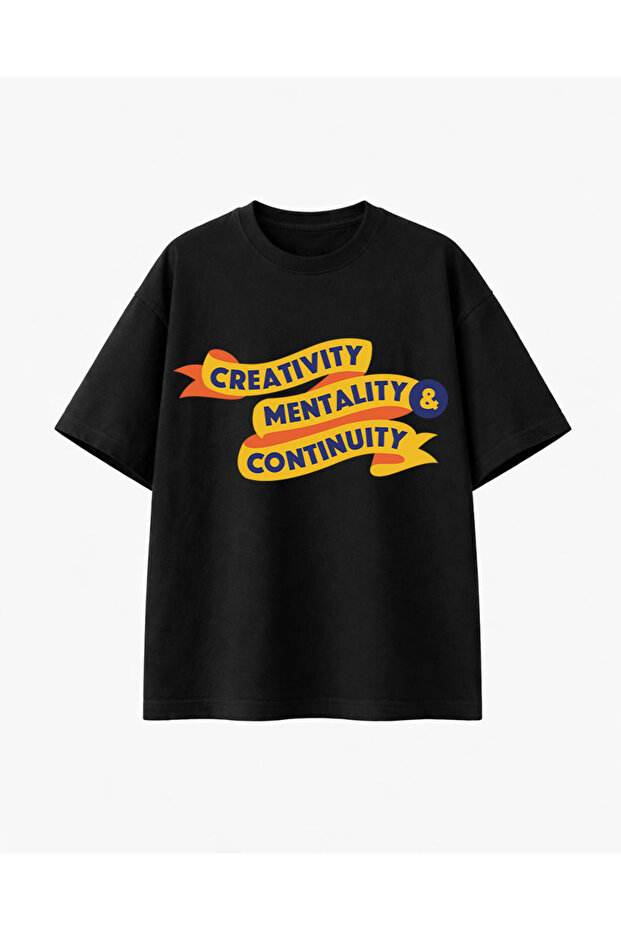 كرياتيفيتي مطبوع تي شيرت أسود - 1