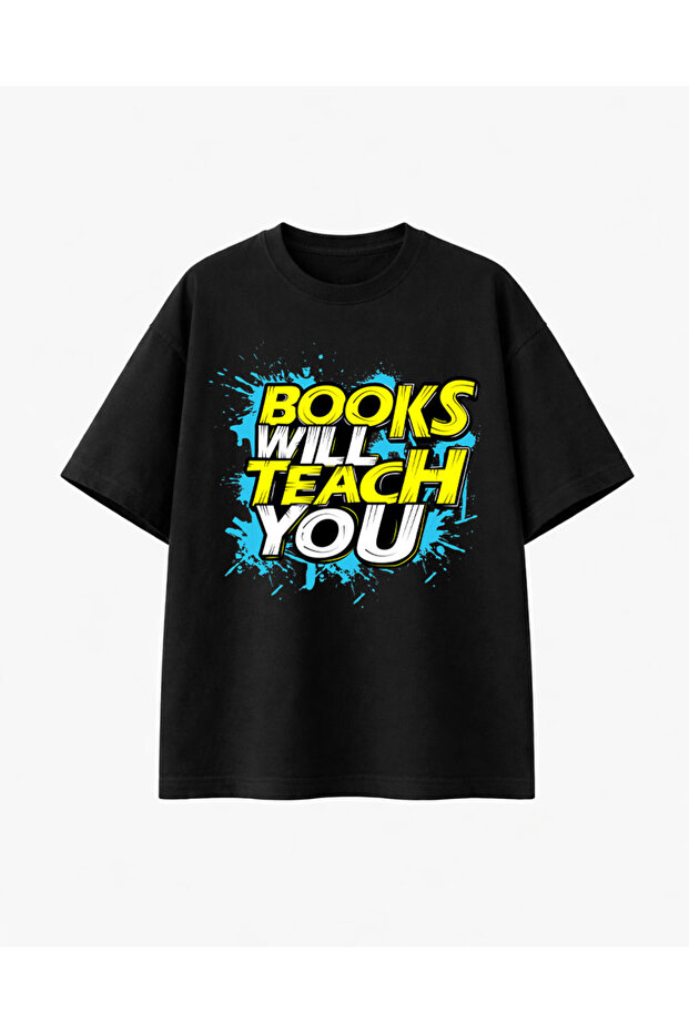 Books Will Teach You Printed Black T-Shirts