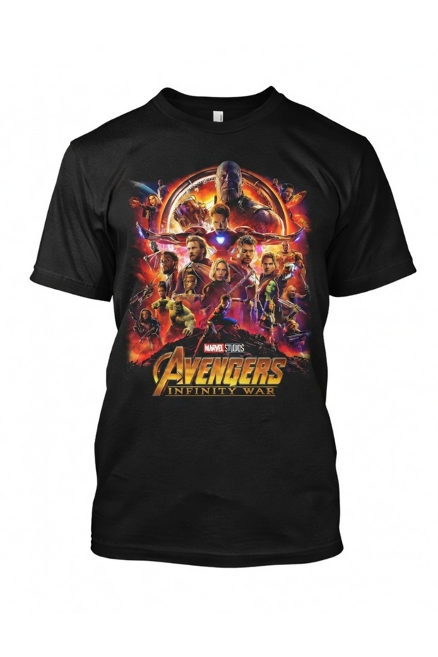 Avengers Baskılı Siyah Tişört - 1