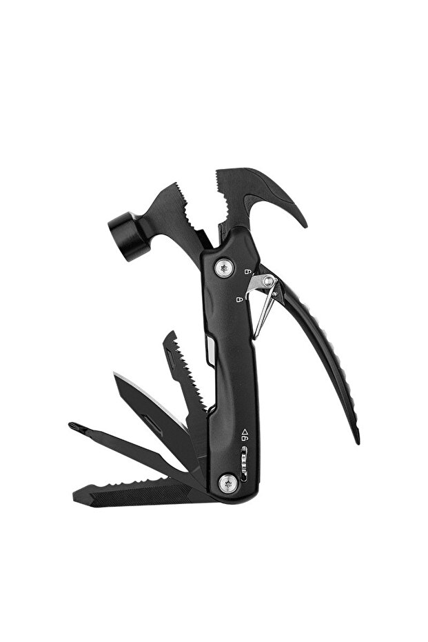 black Multifunction Mini Hammer Camping Pliers Outdoor Survival Gear Folding Tool Hammer for Camping