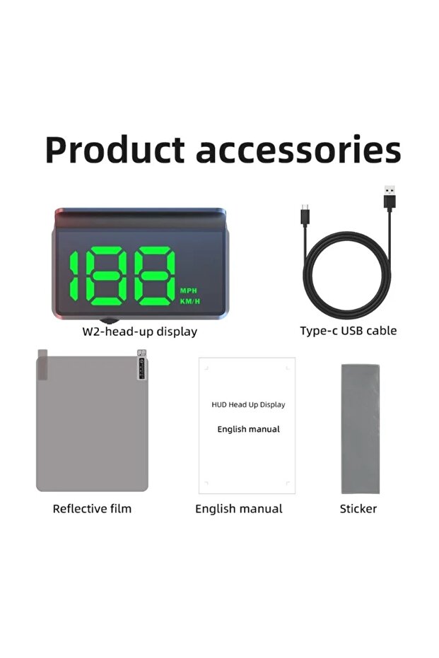 HUD-W2 Green GPS Head-Up Display Auto Electronics HUD Projector Digital Display for All Car Speedome