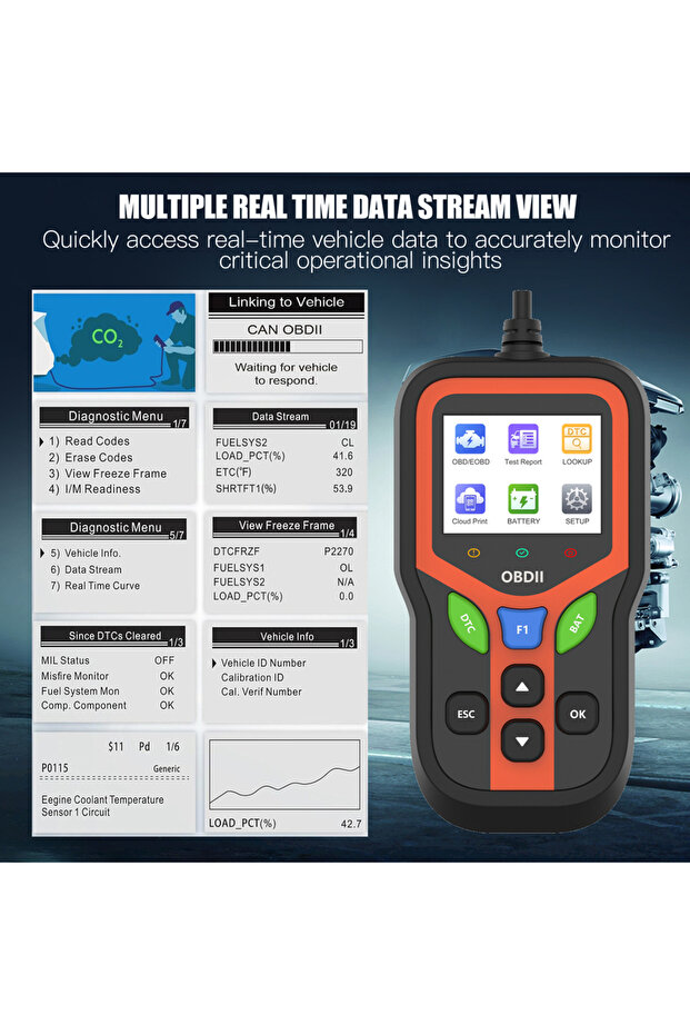 جهاز فحص أعطال السيارات OBD2 / جهاز فحص أعطال السيارات EOBD - قراءة/مسح رموز أعطال المحرك - 2