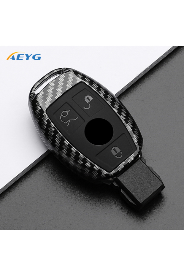 Carbon A3 ABS Carbon Fiber Car Key Case For Mercedes Benz A C E S G Class GLA CLA GLK GLC CLS W204 W