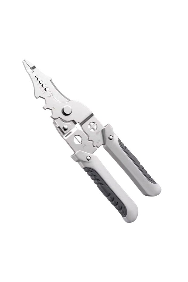 Silvery Wire Stripping Pliers Voltage Testing Cable Cutting Crimping Pliers Multifunctional Wire Str
