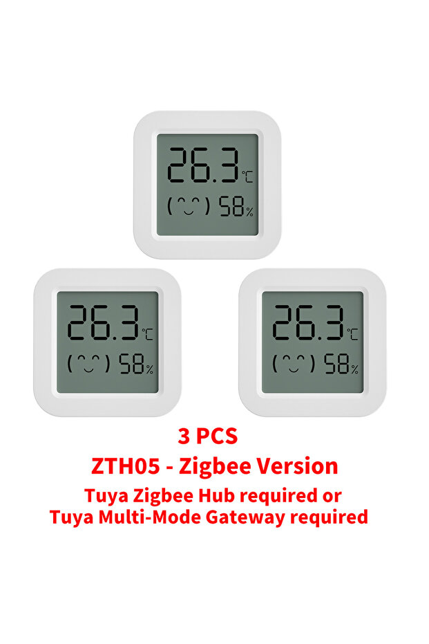 3 قطع، 1-4 قطع، مستشعر درجة الحرارة والرطوبة بتقنية Zigbee 3.0، يتطلب موزع Tuya Zigbee للعمل مع Tuya Alexa و