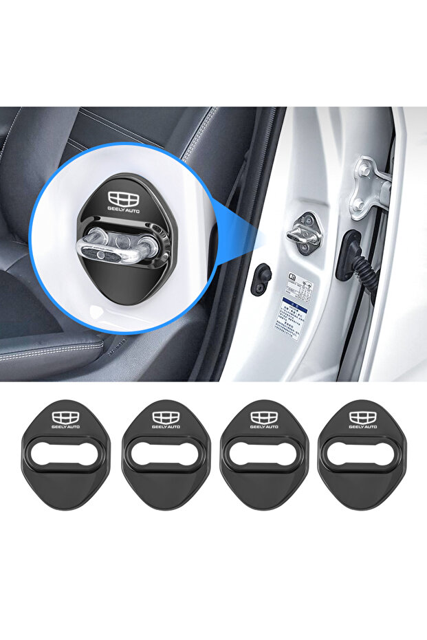Black 4PCS Car Door Lock Cover Stainless Steel Protection Accessories For Geely Coolray Geometry Emg