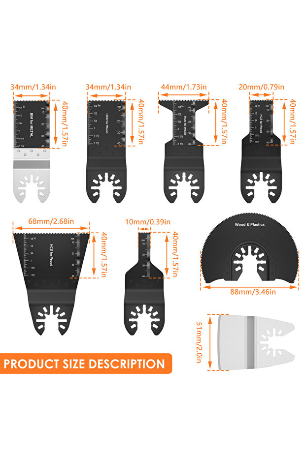 8pcs 10/8Pcs Oscillating Saw Blades Bi-metal Stainless Steel Multitool Blades Quick Release Oscillat