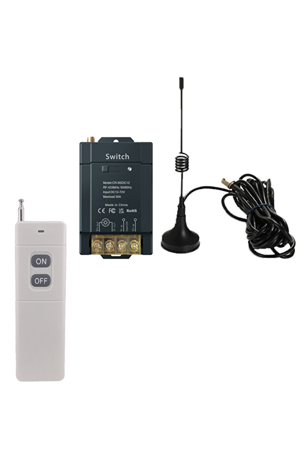 مفتاح تحكم لاسلكي عن بعد BLACK-DC1P1R، يعمل بجهد 12-72 فولت تيار مستمر، مزود بمرحل 40 أمبير، مناسب لمضخات المياه والإضاءة.