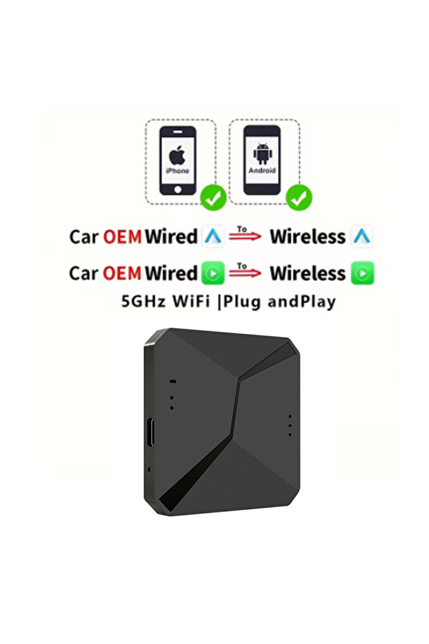 محول لاسلكي 2 في 1 لـ Carplay وAndroid Auto، محول ذكي 2 في 1 لعام 2024 مع واي فاي 5G للآيفون وأندرويد